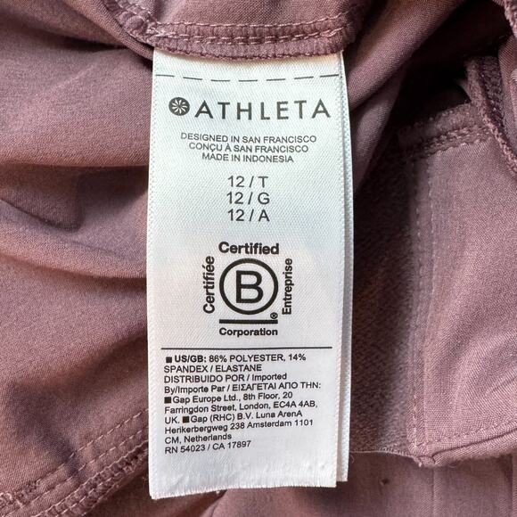 Athleta Brooklyn Heights High Rise Pleated Wide Leg Pant Purple Mauve -Size 12 - Picture 11 of 12